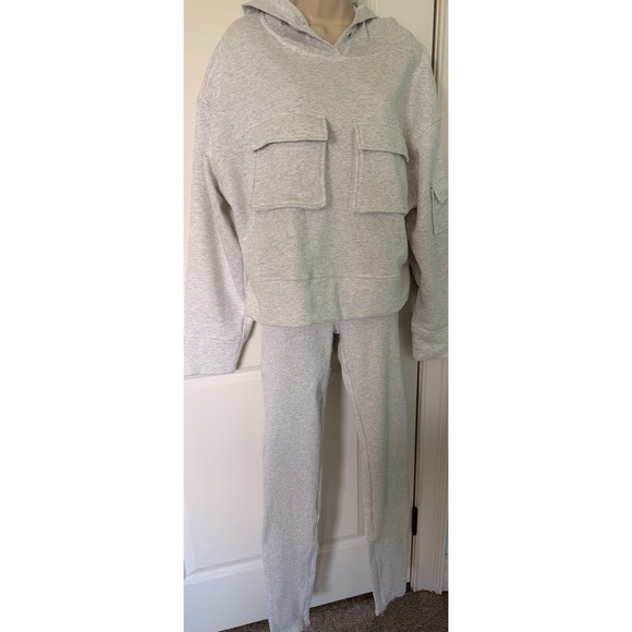 Missguided Pants - No Vacancy Gray Utility Lounge 2Pc Set L Cargo Cropped Hoodie & Zip Leggings NWT